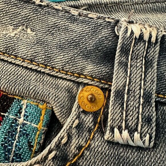 COOGI Womens Light Washed Midrise Straight‎ Jeans Embroidered Details sz 7/8 - Picture 5 of 12